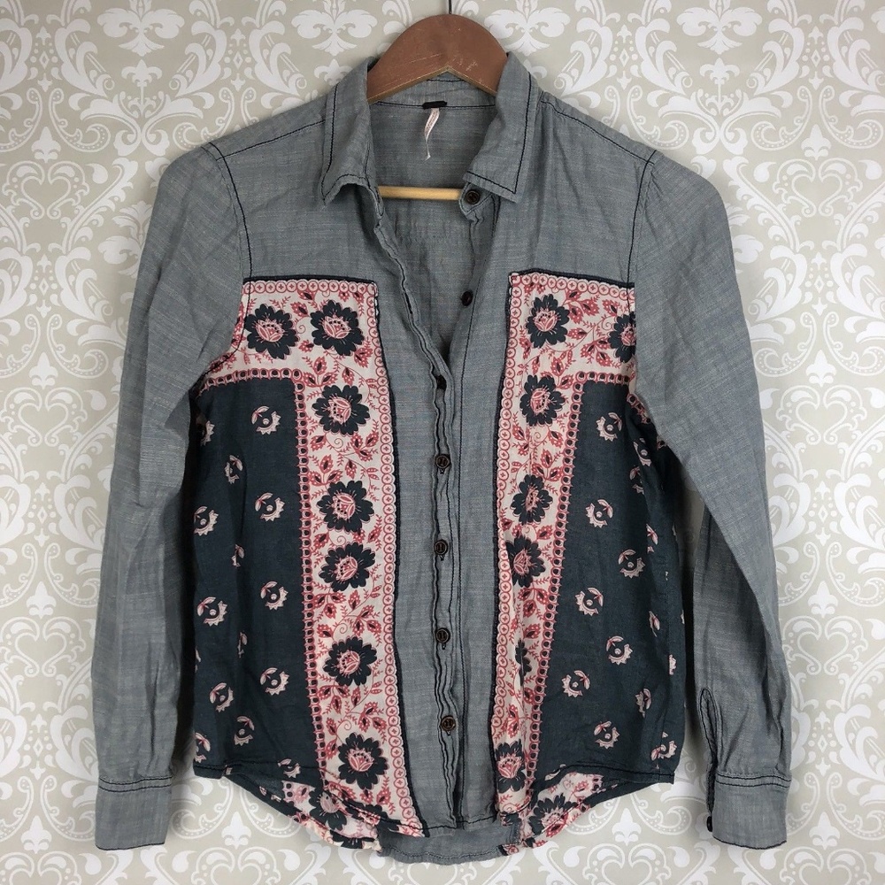 Free People Born Free Bandana Print Button Down